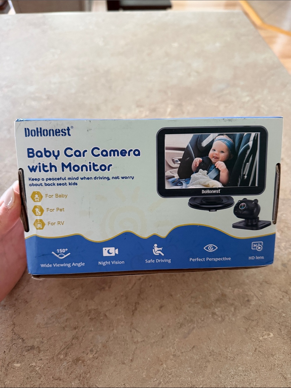 Baby Car Camera with Monitor - Black/White